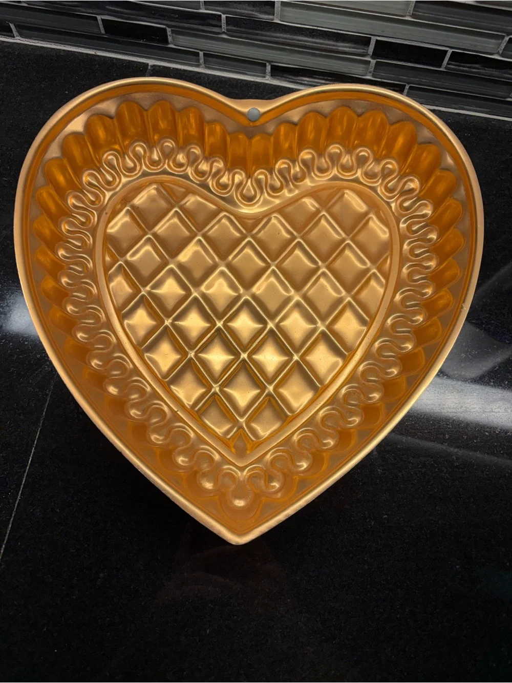 Vintage Quilted Heart Copper Mold